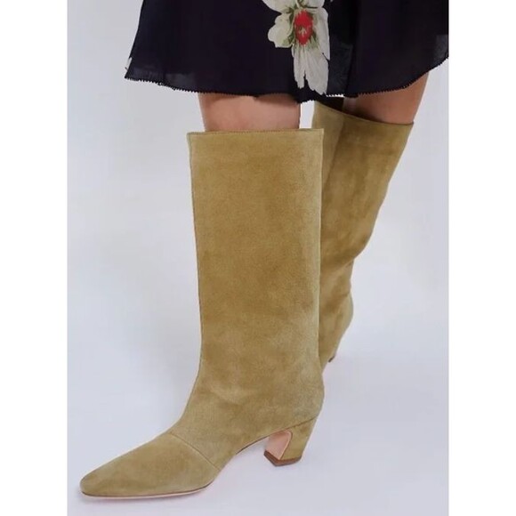 Loeffler Randall Shoes - Loeffler Randall Womens Cleo Brown Suede Mid−Calf Boot Brown Amber Size 8